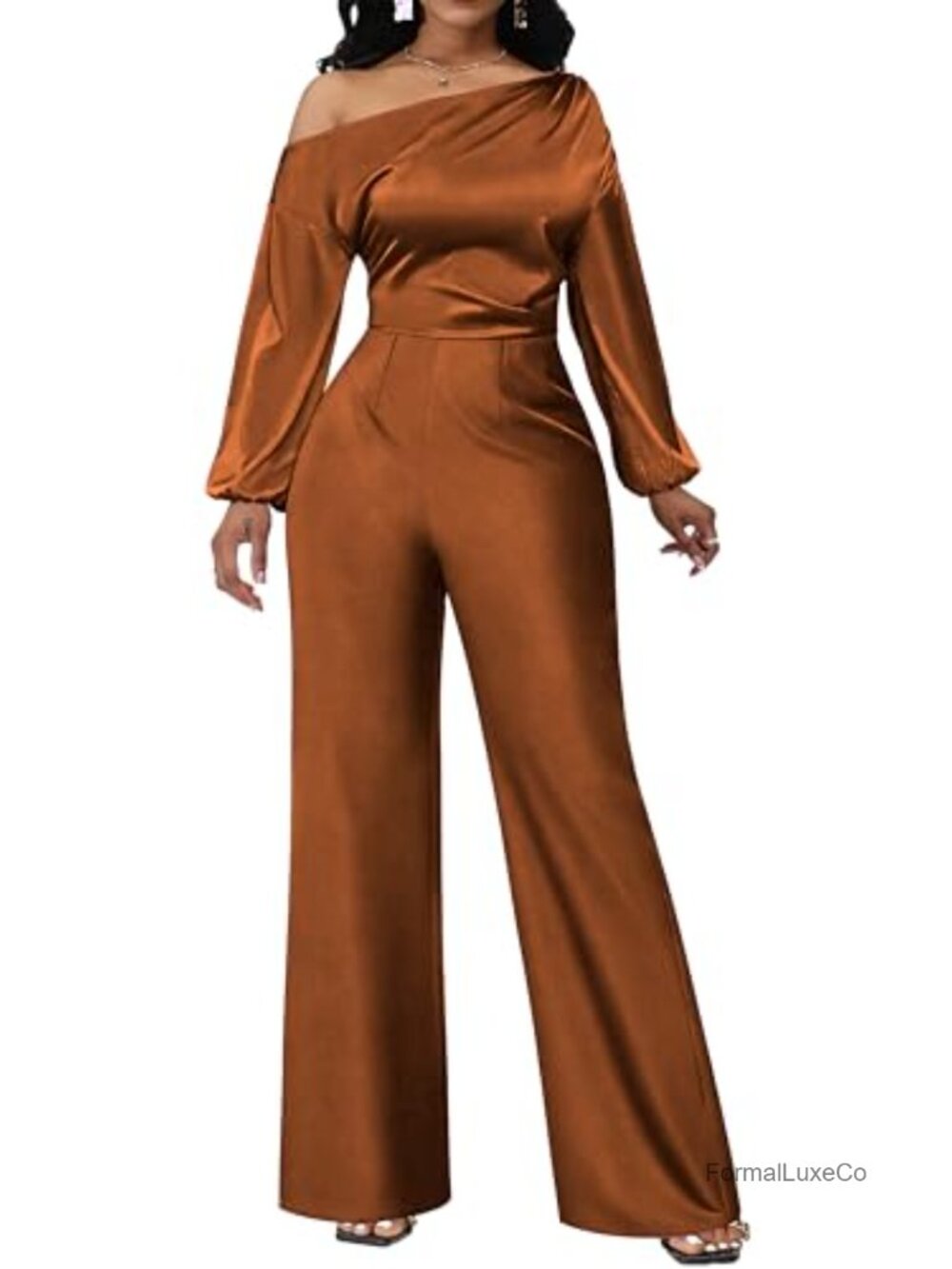 Women's Formal Jumpsuit Long Straight Pants Long Sleeve Dressy Romper